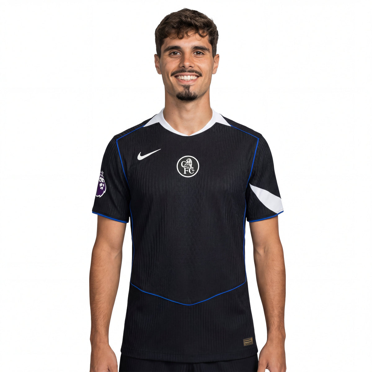 Black Chelsea FC 25/26 third player jersey with Nike swoosh and crest