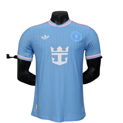 Light blue Inter Miami 25/26 third away jersey with crown anchor emblem