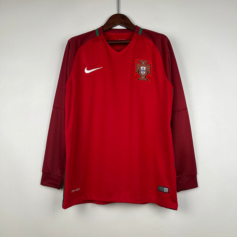 Jersey Portugal Retro 2016 Langarm Rot 