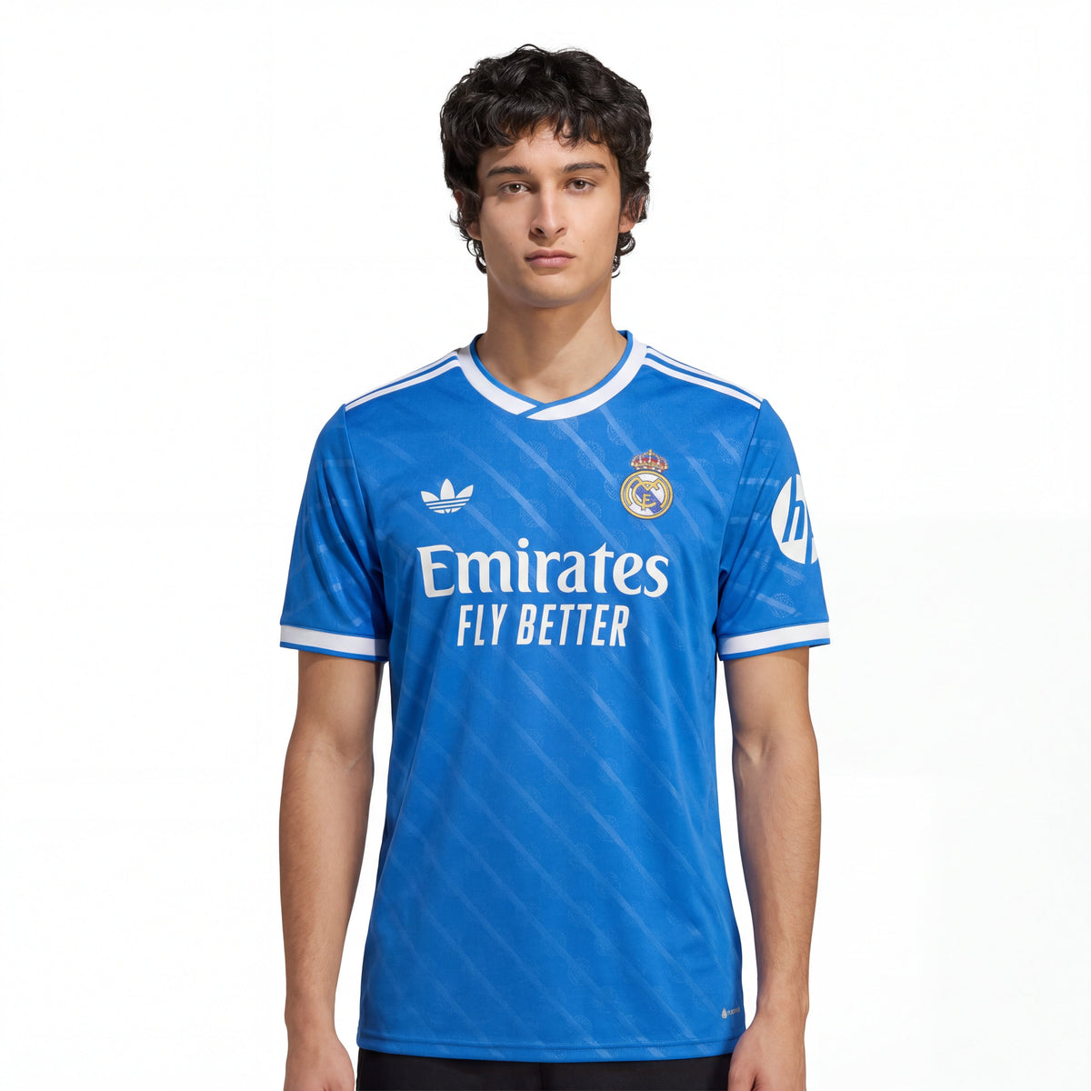 Blue Real Madrid 25/26 third home jersey with white trim, adidas, Emirates