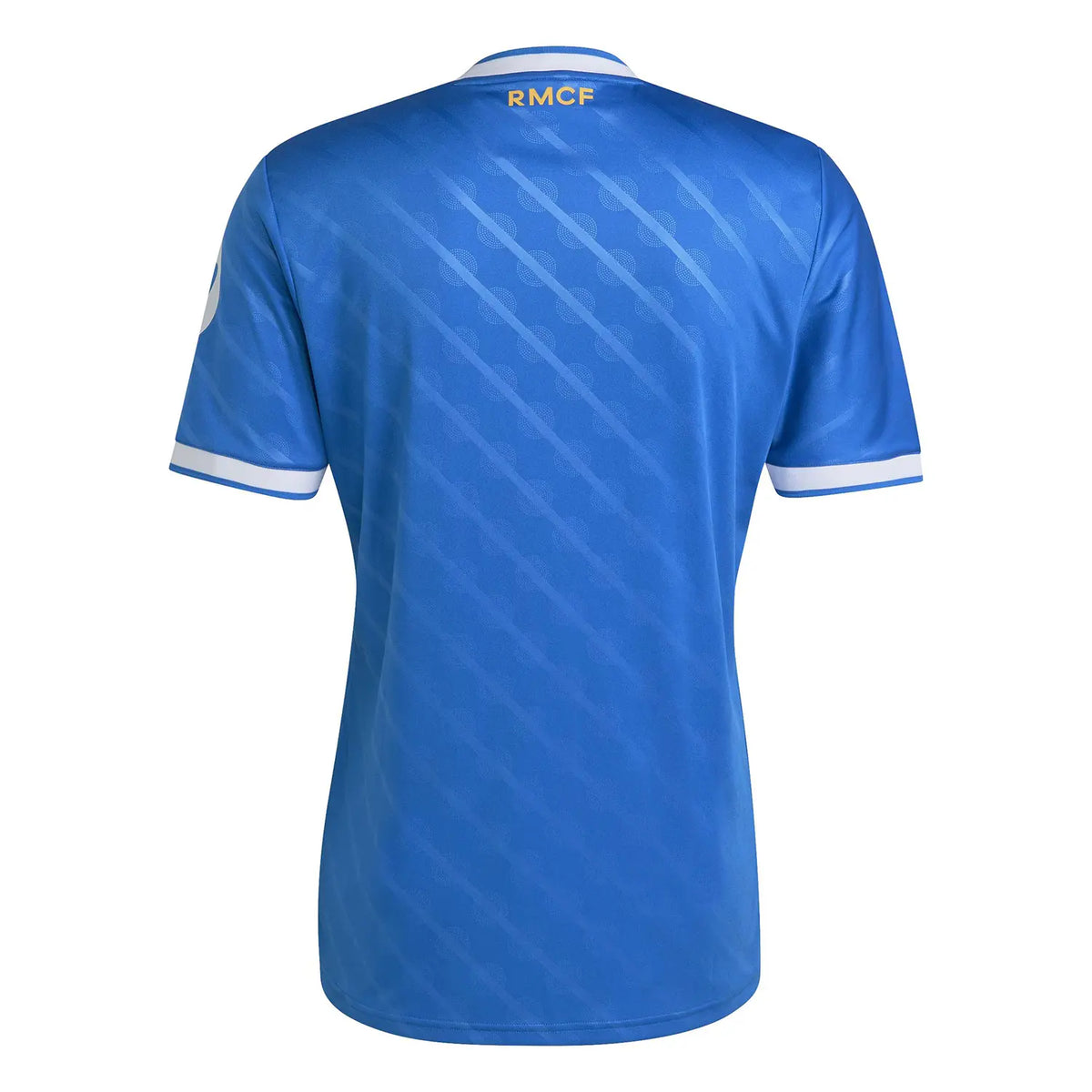 Back of Real Madrid 25/26 third jersey in blue with white trim and diagonal pattern