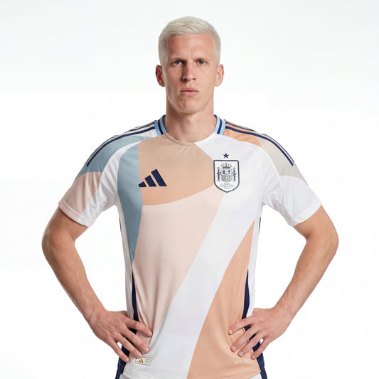 Jersey Spain 25/26 player away: white peach blue geometric England jersey